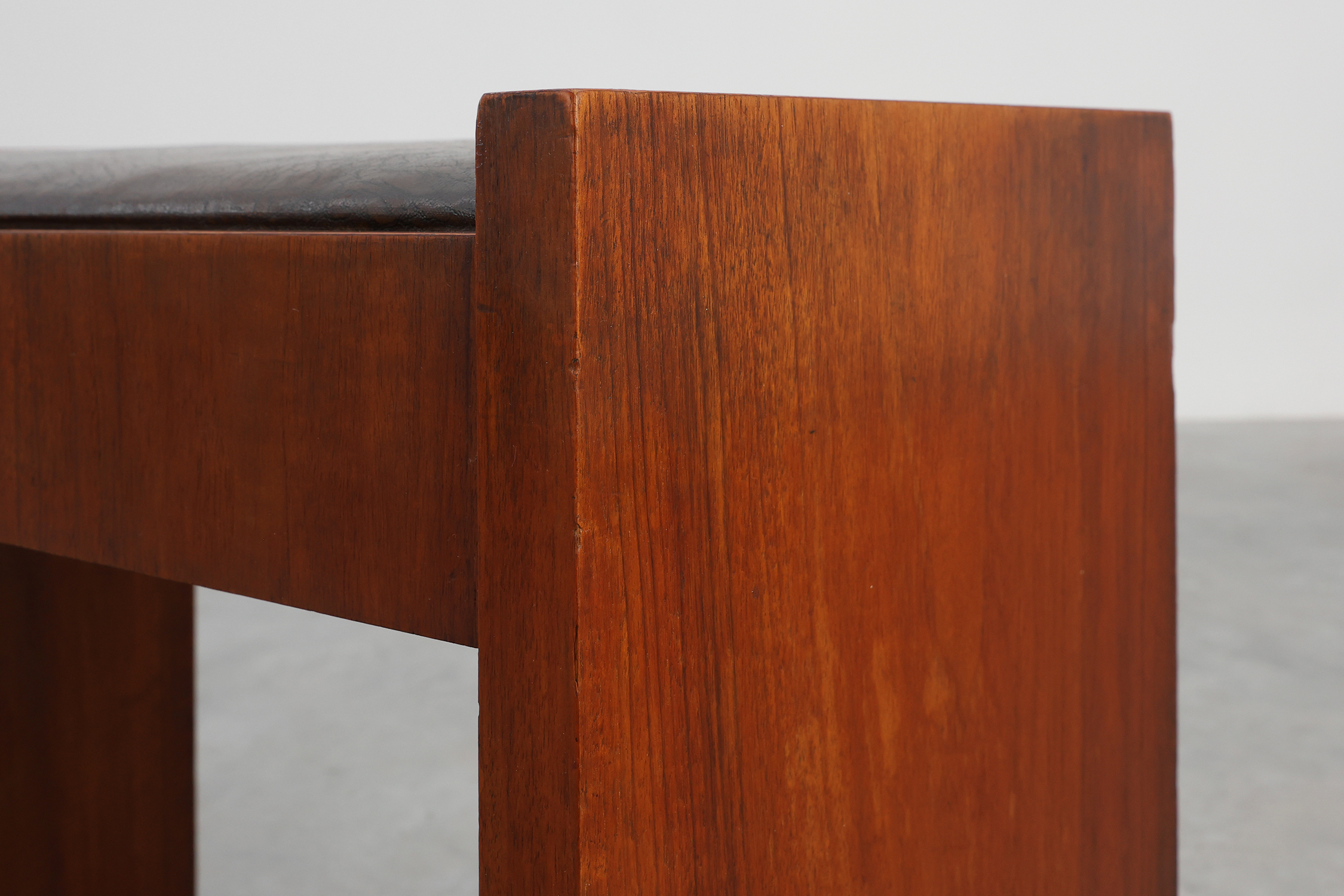 Art Deco Walnut Stool with Leather Seat, Belgium ca. 1925thumbnail